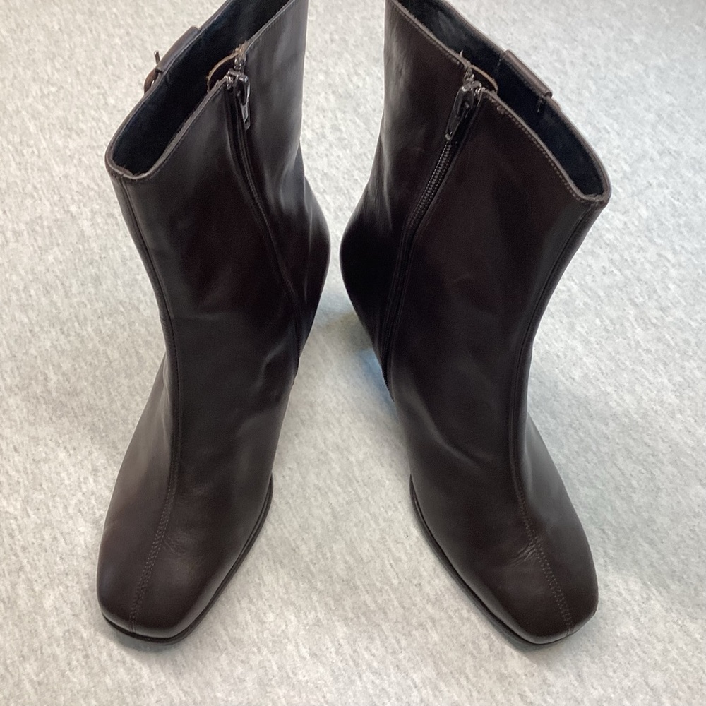 ROS R HOMMERSON H26489 LEATHER UPPER WOMEN’S ANKLE BOOTIES SIZE:8WW COLOR:BROWN